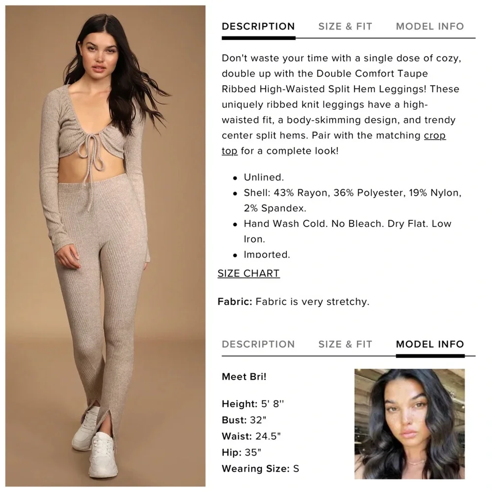 NWT Lulu’s Emery Park Knitted Parted Hem Leggings - Picture 3 of 16